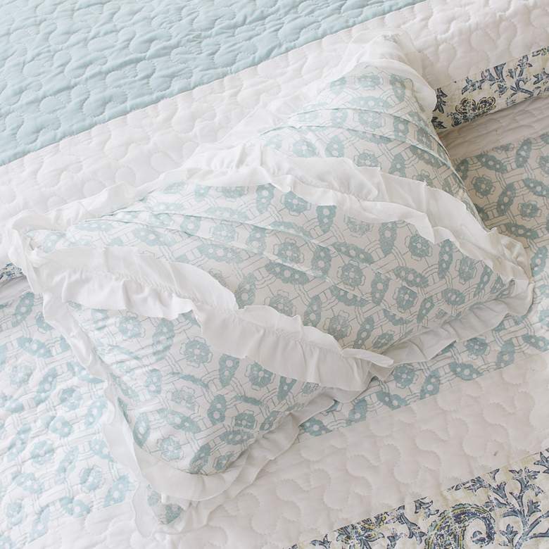 Image 4 Dawn Aqua Paisley Print Full/Queen 6-Piece Coverlet Set more views