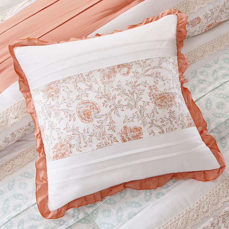 Image 4 Dawn Coral Print Queen 9-Piece Comforter Set more views