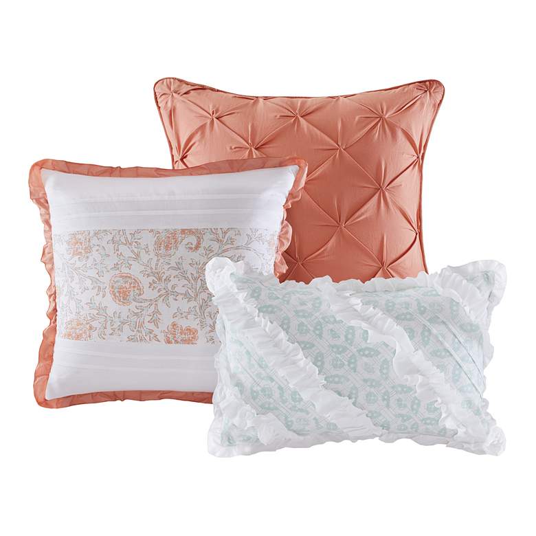 Image 6 Dawn Coral Print Queen 9-Piece Comforter Set more views