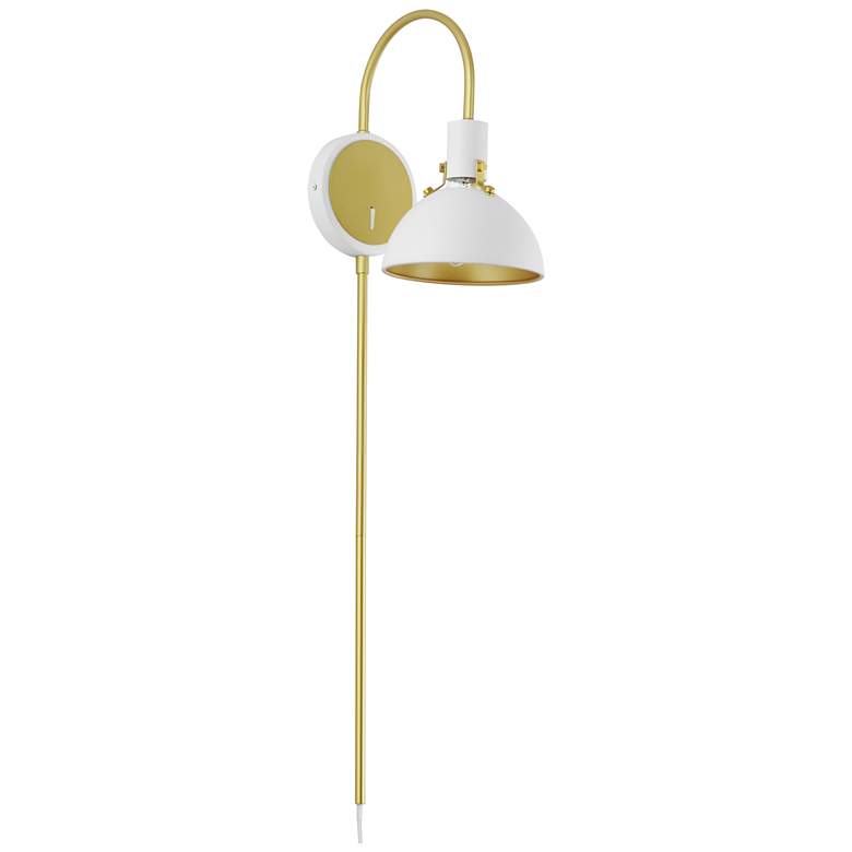 Image 1 Dawn Pin Up Wall Sconce - White/Satin Brass