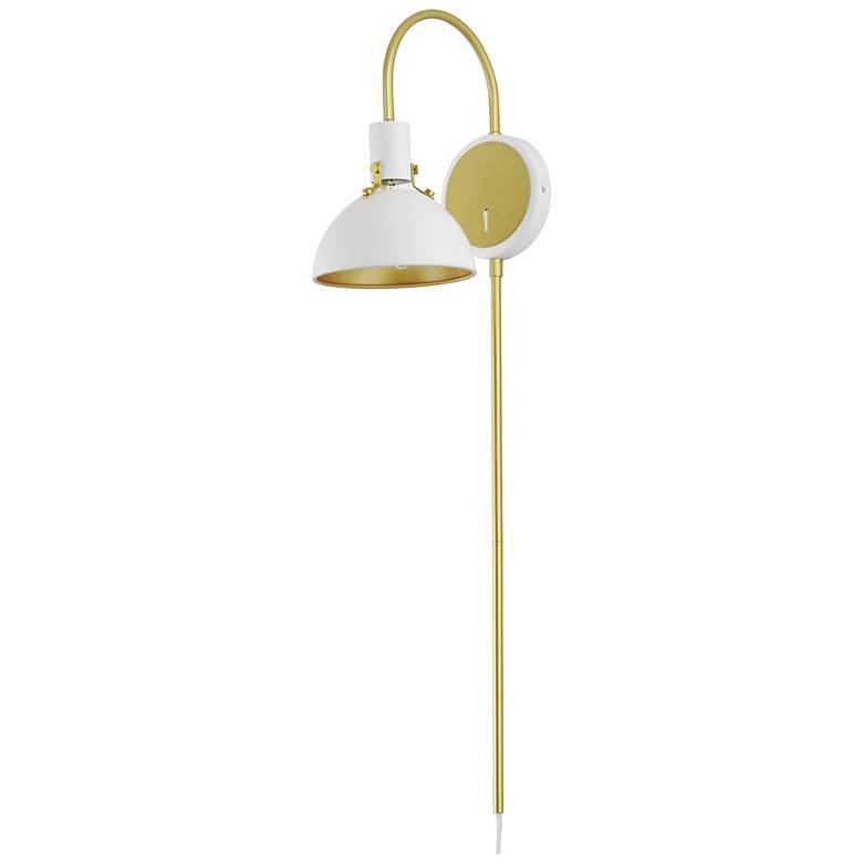 Image 1 Dawn Pin Up Wall Sconce - White/Satin Brass