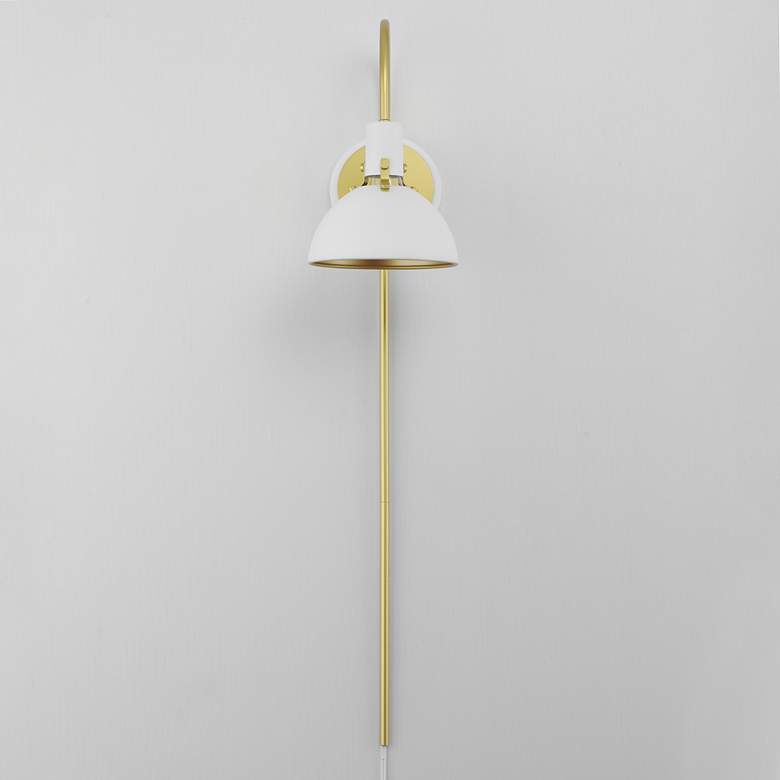 Image 2 Dawn Pin Up Wall Sconce - White/Satin Brass more views