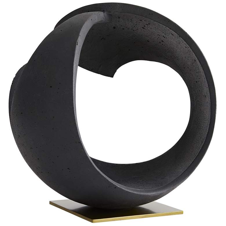 Image 1 Dawson 13" High Charcoal and Antique Brass Orb Sculpture