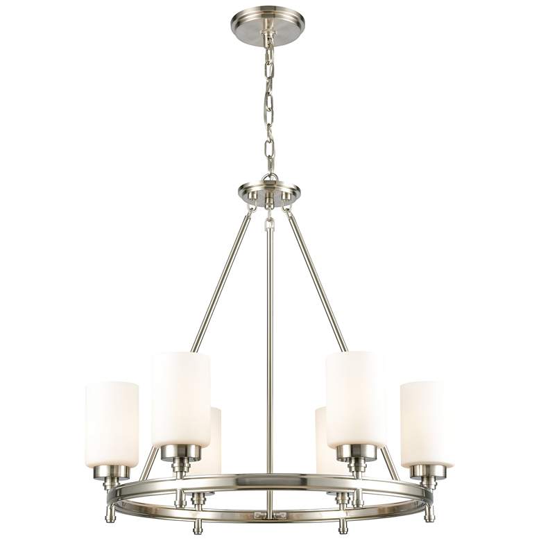 Image 1 Dawson 25" Wide 6-Light Chandelier - Satin Nickel