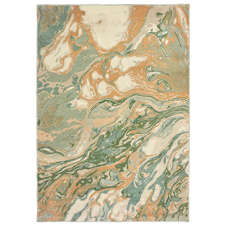 Image 1 Dawson 5&#39;3 inchx7&#39;6 inch Green and Gold Abstract Area Rug