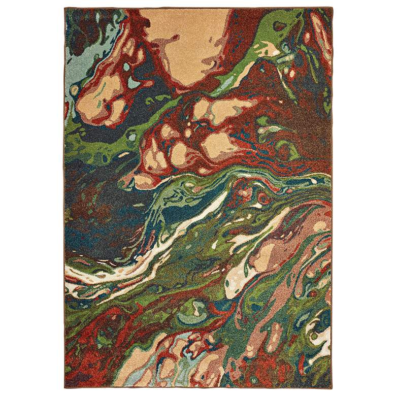 Image 1 Dawson 5&#39;3 inchx7&#39;6 inch Rust and Teal Abstract Area Rug