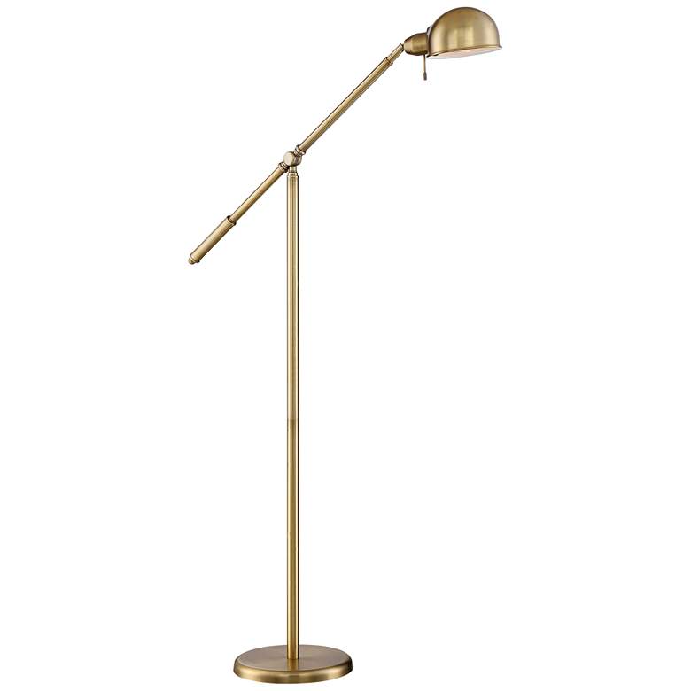 Image 2 Dawson Adjustable Height Antique Brass Pharmacy Floor Lamp with USB Dimmer