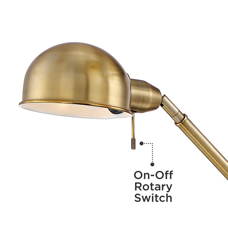 Image 3 Dawson Adjustable Height Antique Brass Pharmacy Floor Lamp with USB Dimmer more views