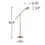 Dawson Adjustable Height Antique Brass Pharmacy Floor Lamp with USB Dimmer
