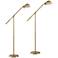 Dawson Adjustable Height Brass Boom Arm Pharmacy Floor Lamps Set of 2