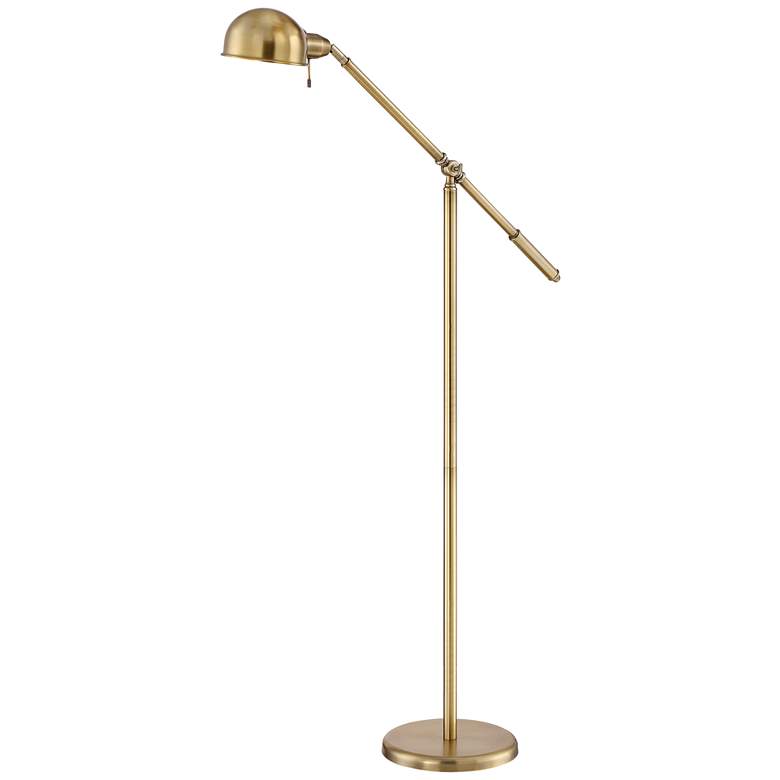 Image 6 Dawson Adjustable Height Brass Boom Arm Pharmacy Floor Lamps Set of 2 more views