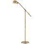 Dawson Adjustable Height Brass Boom Arm Pharmacy Floor Lamps Set of 2