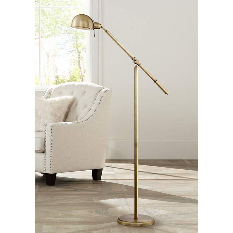Image 1 Dawson Antique Brass Non-Dimmable LED Pharmacy Floor Lamp