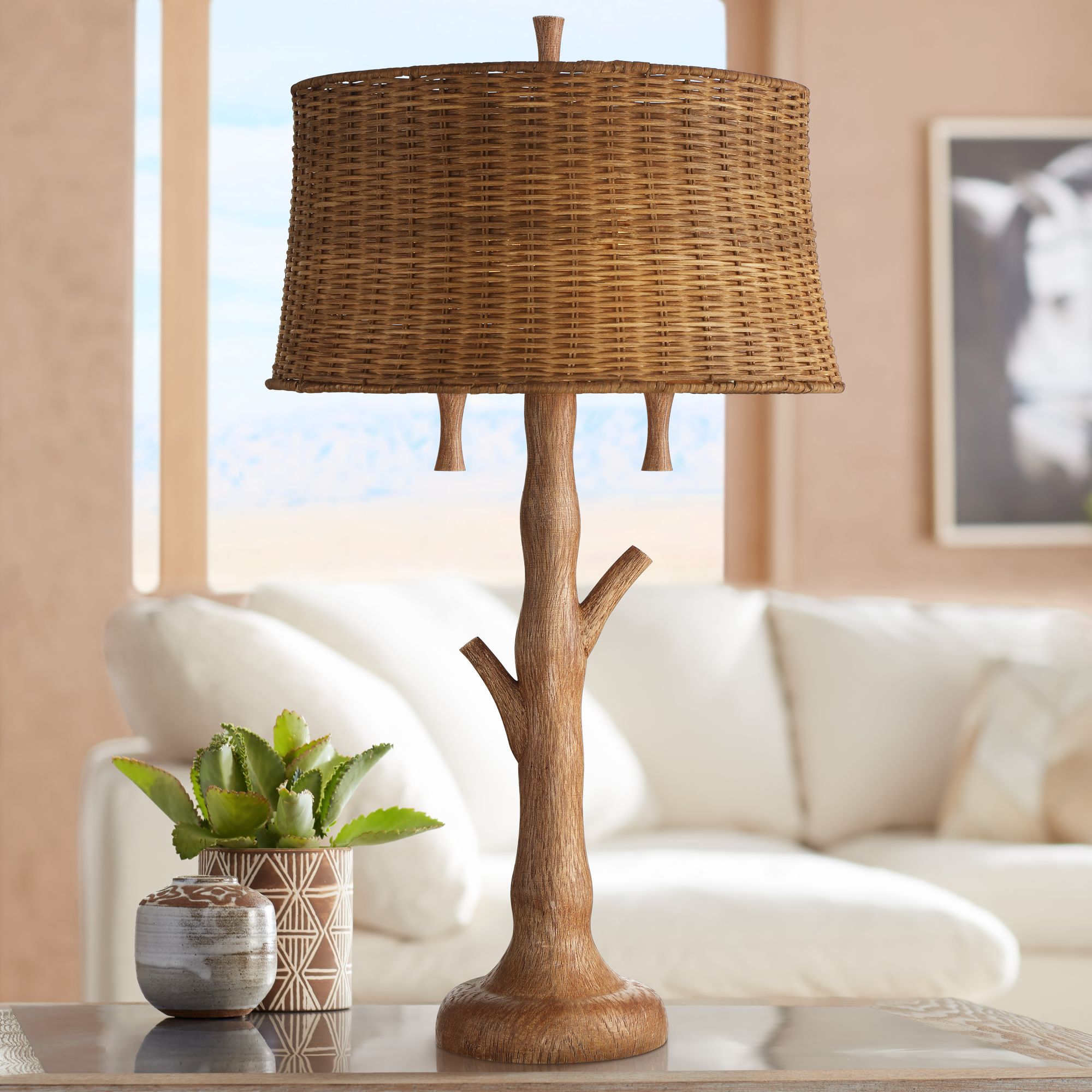 tree stump table lamp