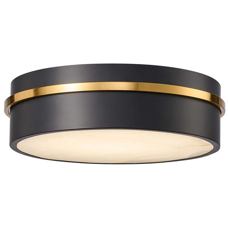 Image 2 Dax 12" Wide Black, Brass Flush Mount w/ Alabaster Shade more views