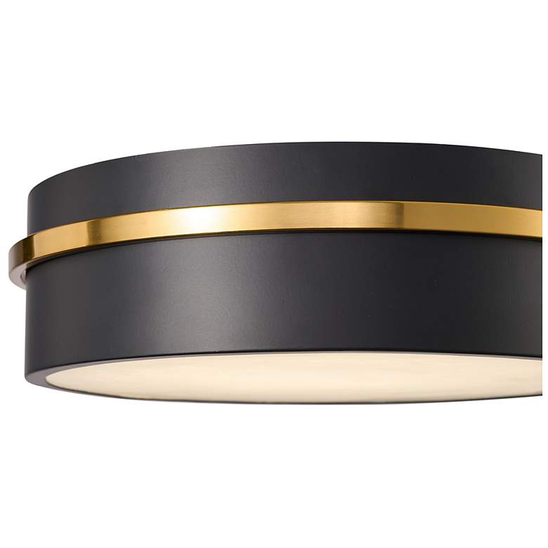 Image 3 Dax 12" Wide Black, Brass Flush Mount w/ Alabaster Shade more views