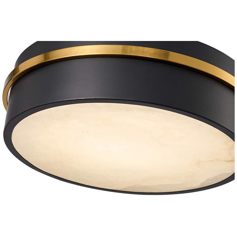 Image 4 Dax 12" Wide Black, Brass Flush Mount w/ Alabaster Shade more views