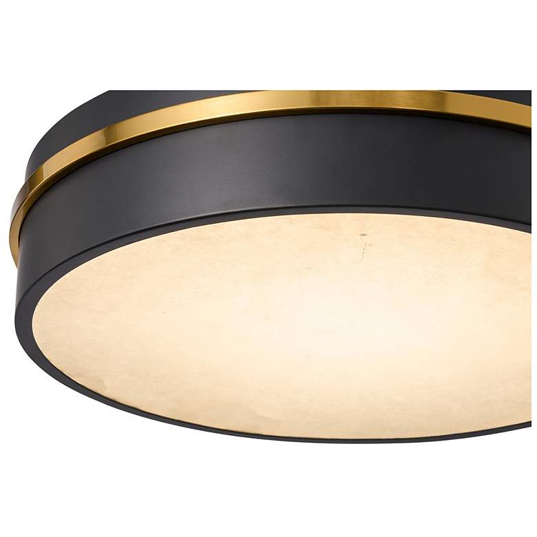 Image 3 Dax 15.2" Wide Black, Brass Flush Mount w/ Alabaster Shade more views