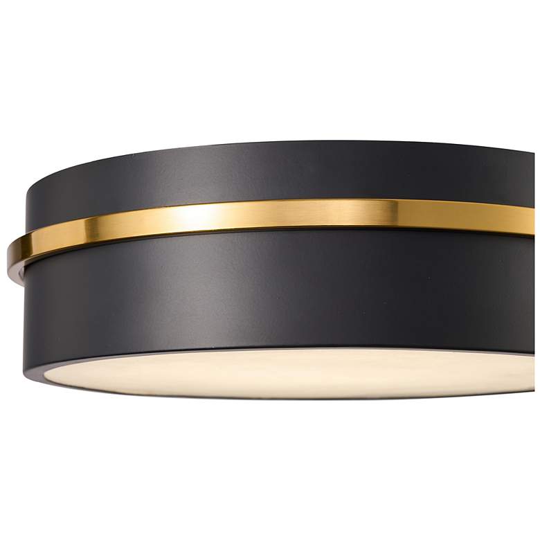 Image 4 Dax 15.2" Wide Black, Brass Flush Mount w/ Alabaster Shade more views