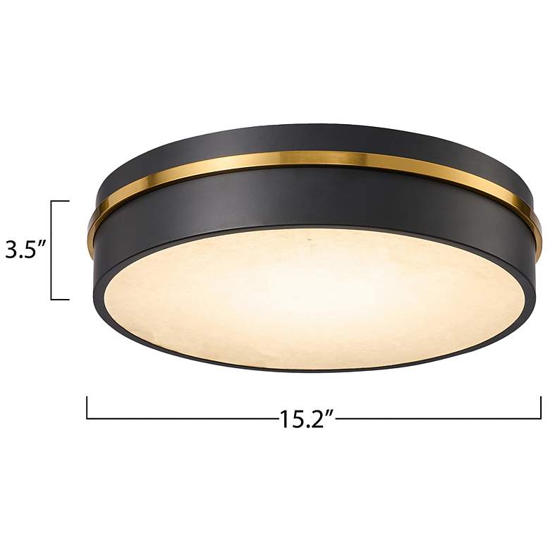 Image 7 Dax 15.2" Wide Black, Brass Flush Mount w/ Alabaster Shade more views