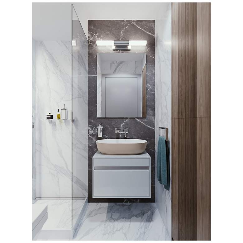Image 2 Dax 27.1" Wide Satin Nickel LED Bath Light with White Acrylic more views