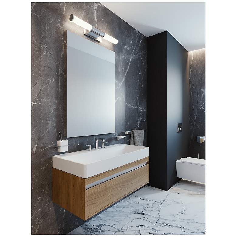Image 3 Dax 27.1" Wide Satin Nickel LED Bath Light with White Acrylic more views