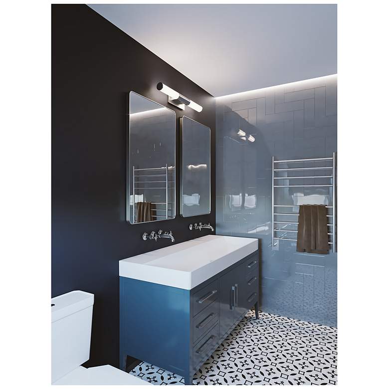 Image 4 Dax 27.1" Wide Satin Nickel LED Bath Light with White Acrylic more views