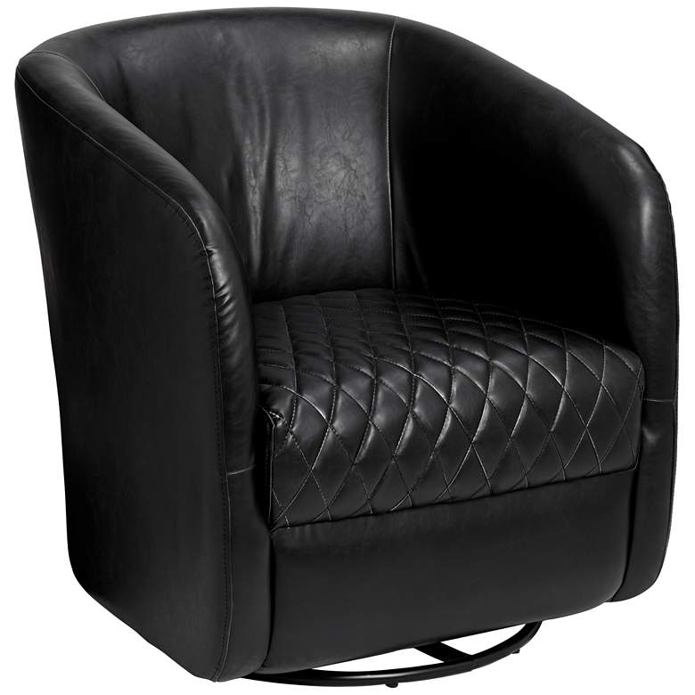 Image 1 Dax Coal Black Faux Leather Swivel Club Chair