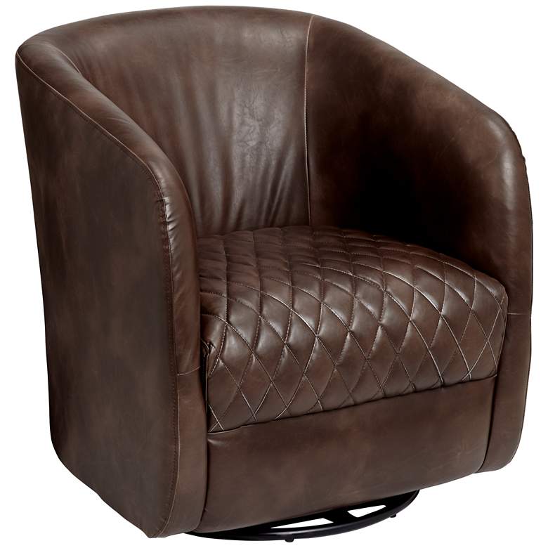 Image 1 Dax Havana Dark Brown Faux Leather Swivel Club Chair