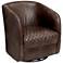Dax Havana Dark Brown Faux Leather Swivel Club Chair