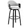 Daxton 26 in. Barstool in Black Finish with Gray Faux Leather