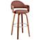 Daxton 26 in. Barstool in Walnut Finish with Brown Faux Leather