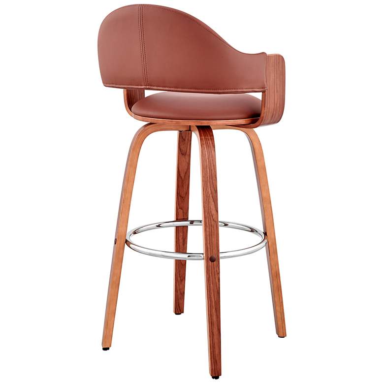 Image 4 Daxton 26 in. Barstool in Walnut Finish with Brown Faux Leather more views