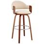 Daxton 26 in. Barstool in Walnut Finish with Cream Faux Leather