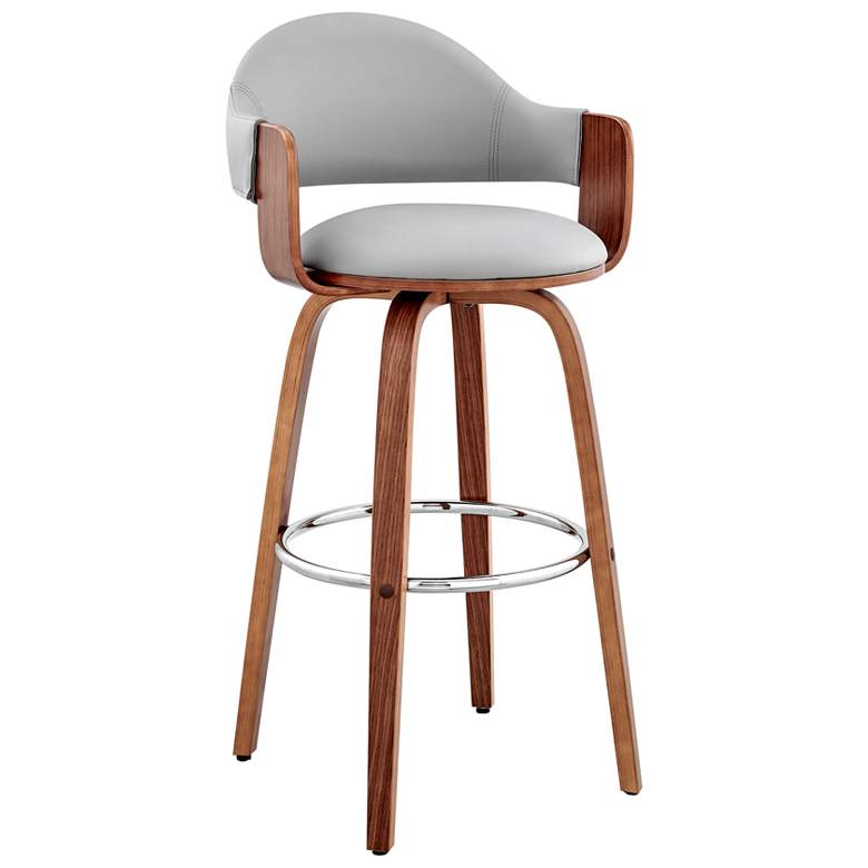 Image 1 Daxton 26 in. Barstool in Walnut Finish with Gray Faux Leather