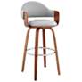 Daxton 26 in. Barstool in Walnut Finish with Gray Faux Leather