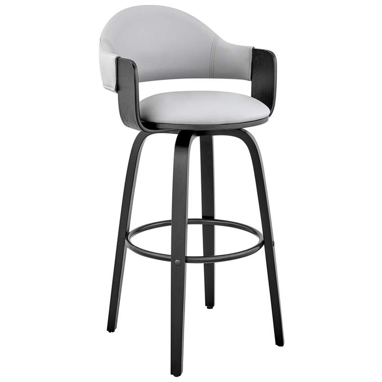 Image 1 Daxton 30 in. Barstool in Black Finish with Gray Faux Leather