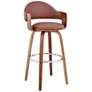 Daxton 30 in. Barstool in Walnut Finish with Brown Faux Leather