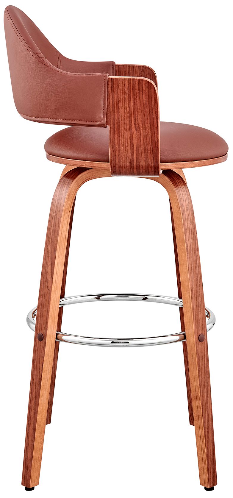 Image 3 Daxton 30 in. Barstool in Walnut Finish with Brown Faux Leather more views