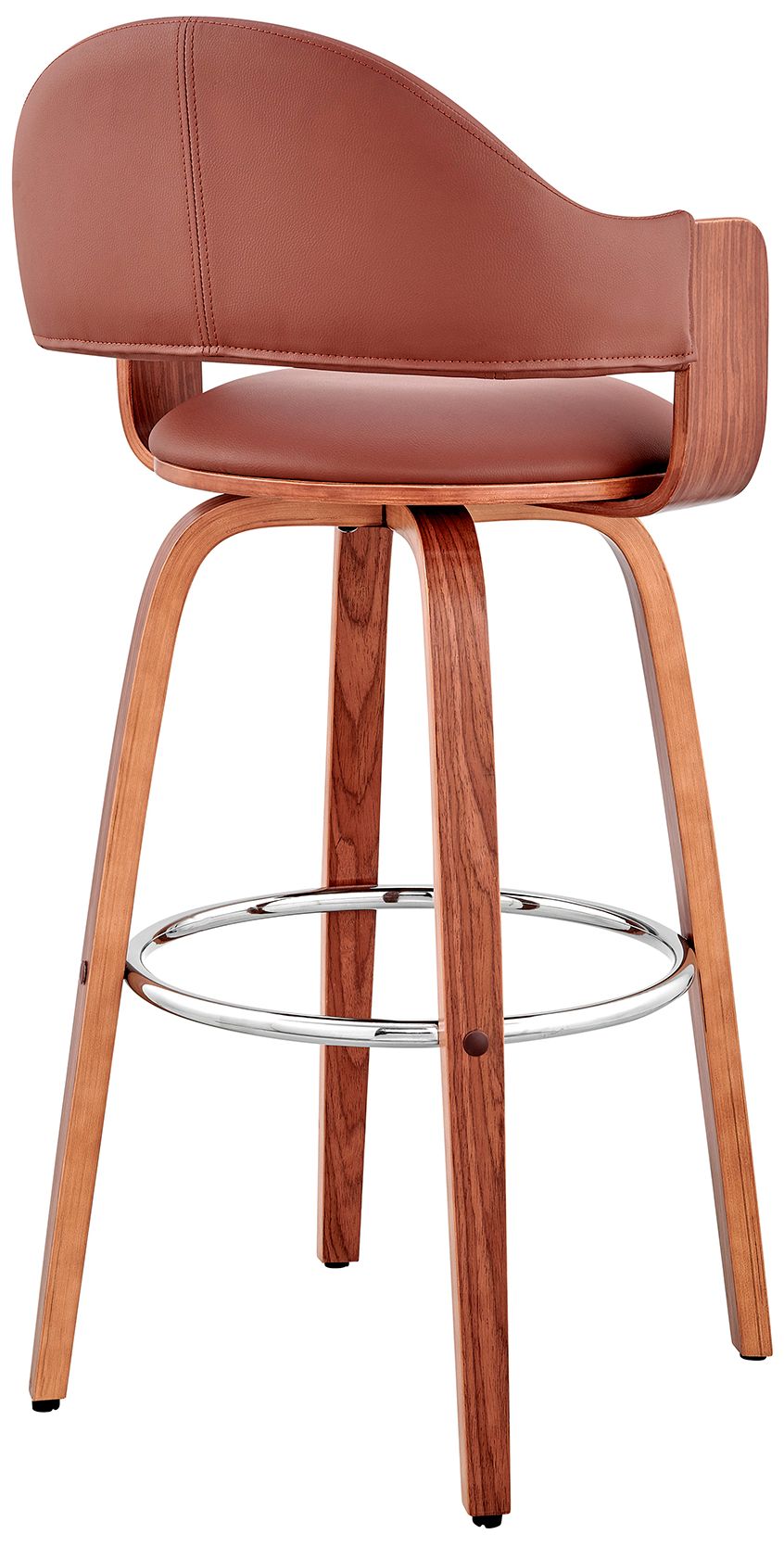 Image 4 Daxton 30 in. Barstool in Walnut Finish with Brown Faux Leather more views
