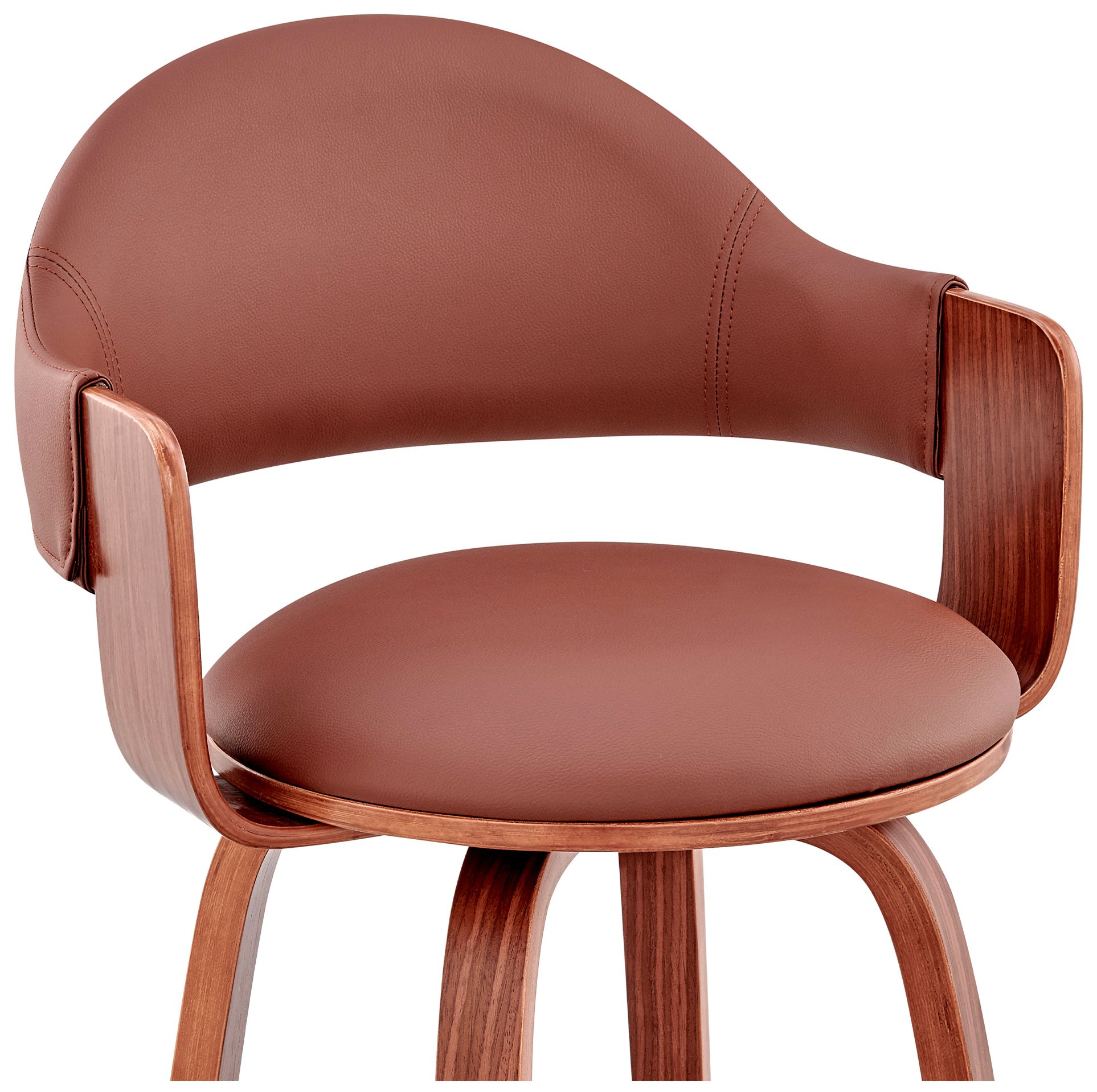 Image 6 Daxton 30 in. Barstool in Walnut Finish with Brown Faux Leather more views