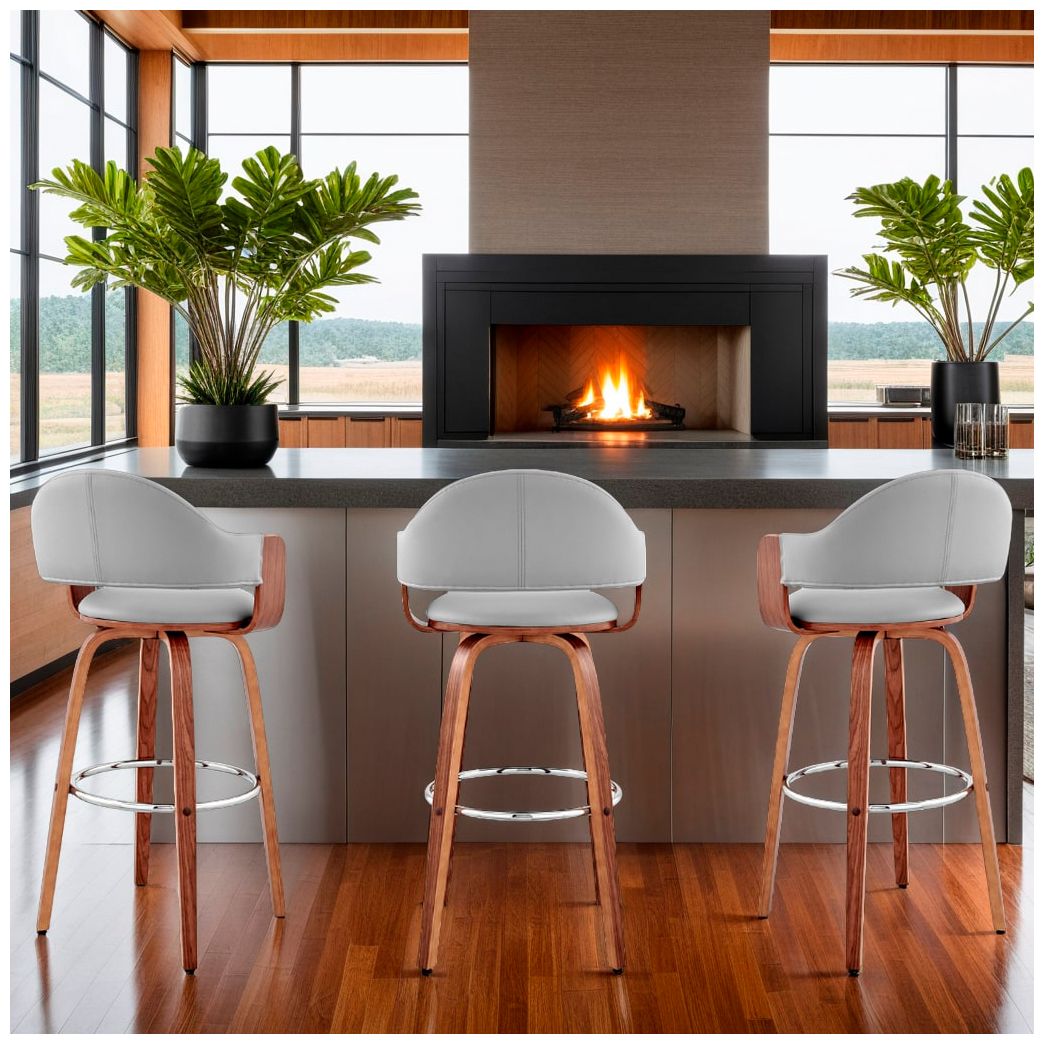 Image 2 Daxton 30 in. Barstool in Walnut Finish with Gray Faux Leather more views