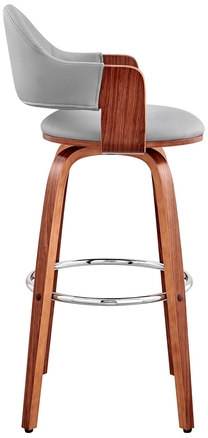 Image 4 Daxton 30 in. Barstool in Walnut Finish with Gray Faux Leather more views