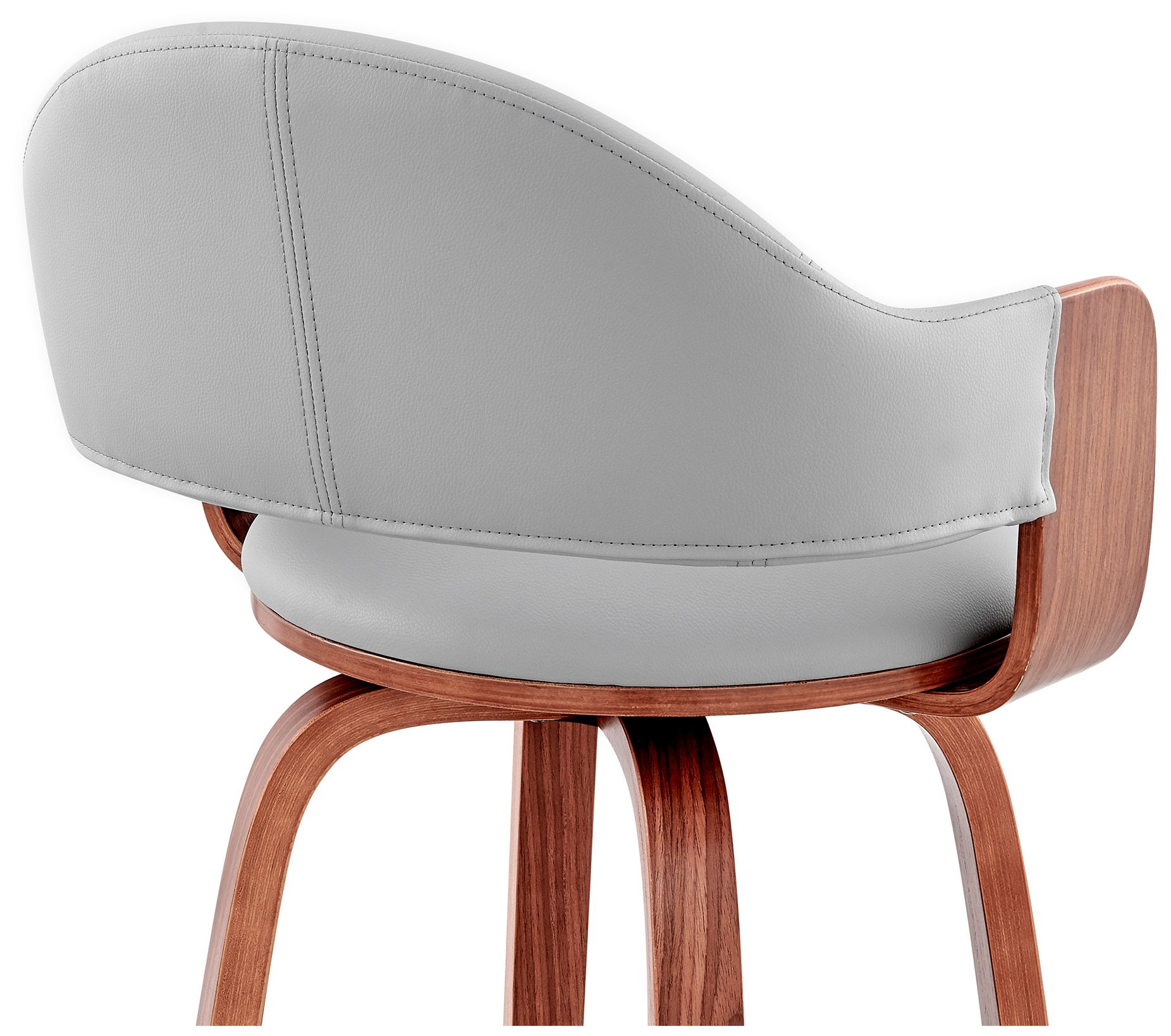 Daxton 30 in. Barstool in Walnut Finish with Gray Faux Leather