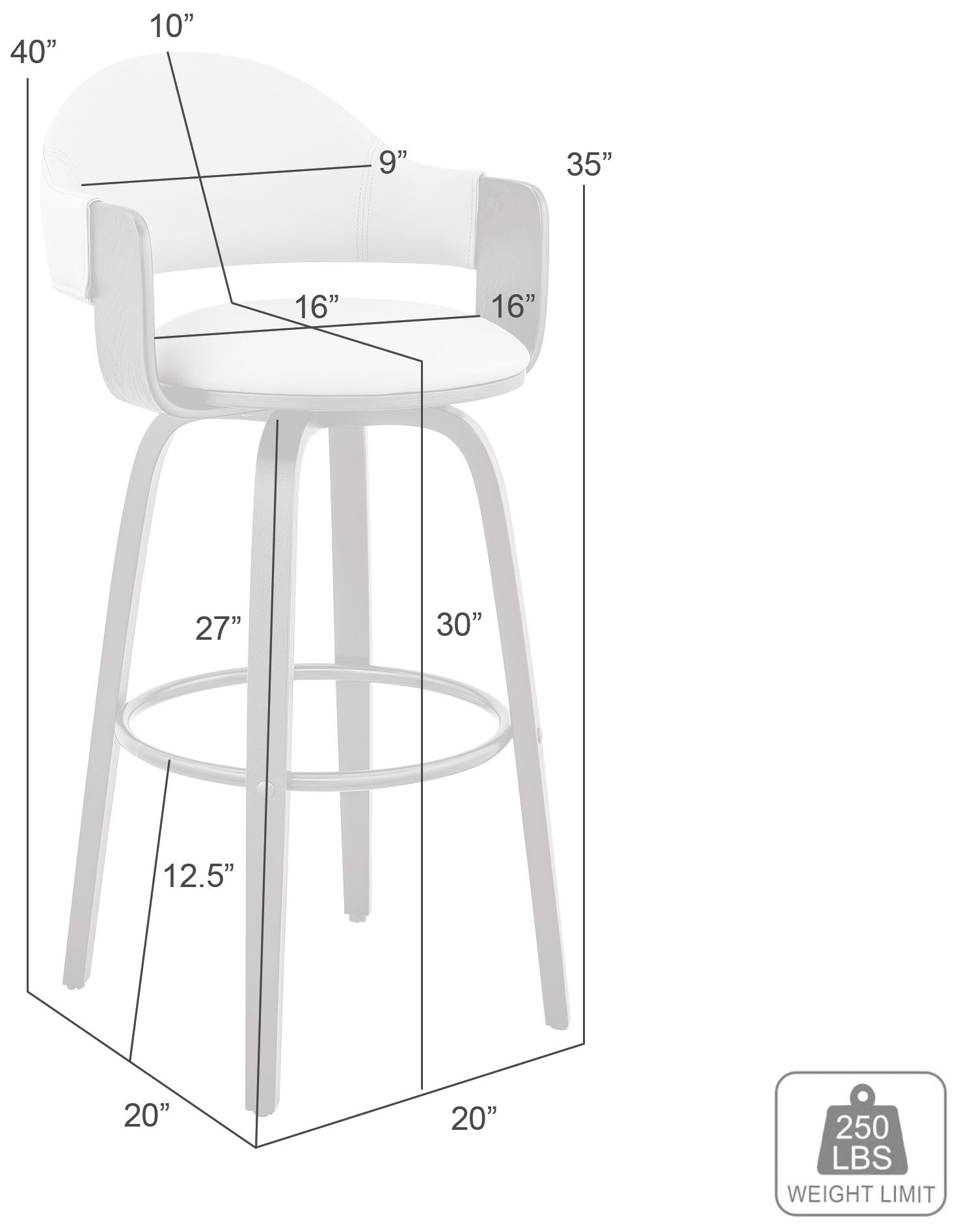 Daxton 30 in. Barstool in Walnut Finish with Gray Faux Leather