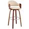 Daxton 30" Walnut and Cream Faux Leather Swivel Bar Stool