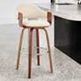 Thumbnail1 of Daxton 30" Walnut and Cream Faux Leather Swivel Bar Stool