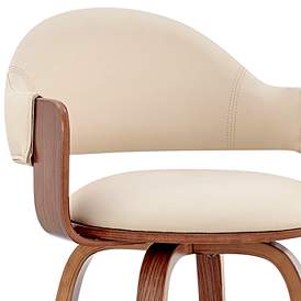 Image3 of Daxton 30" Walnut and Cream Faux Leather Swivel Bar Stool more views