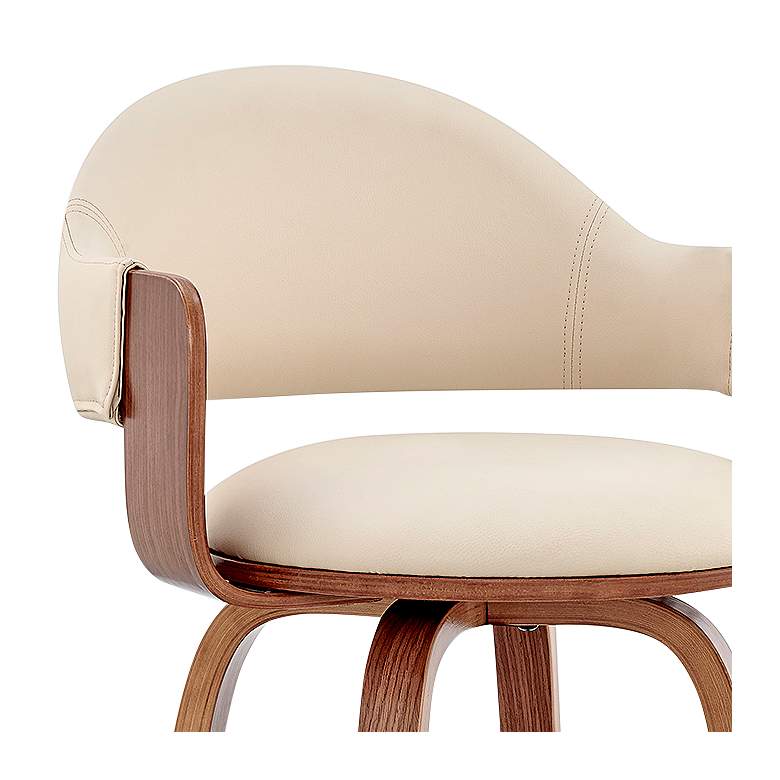 Image 3 Daxton 30" Walnut and Cream Faux Leather Swivel Bar Stool more views