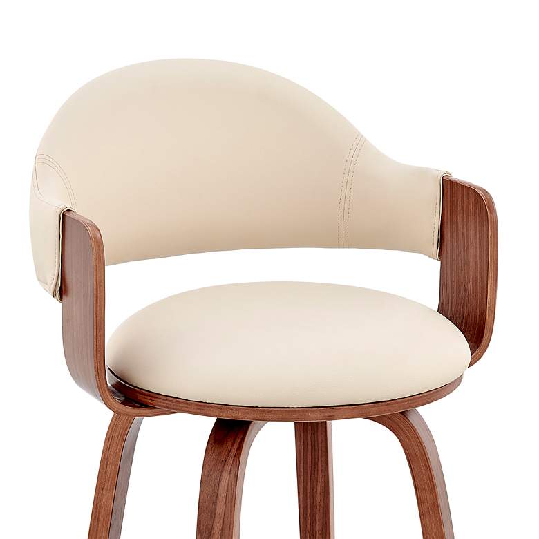 Image 5 Daxton 30" Walnut and Cream Faux Leather Swivel Bar Stool more views